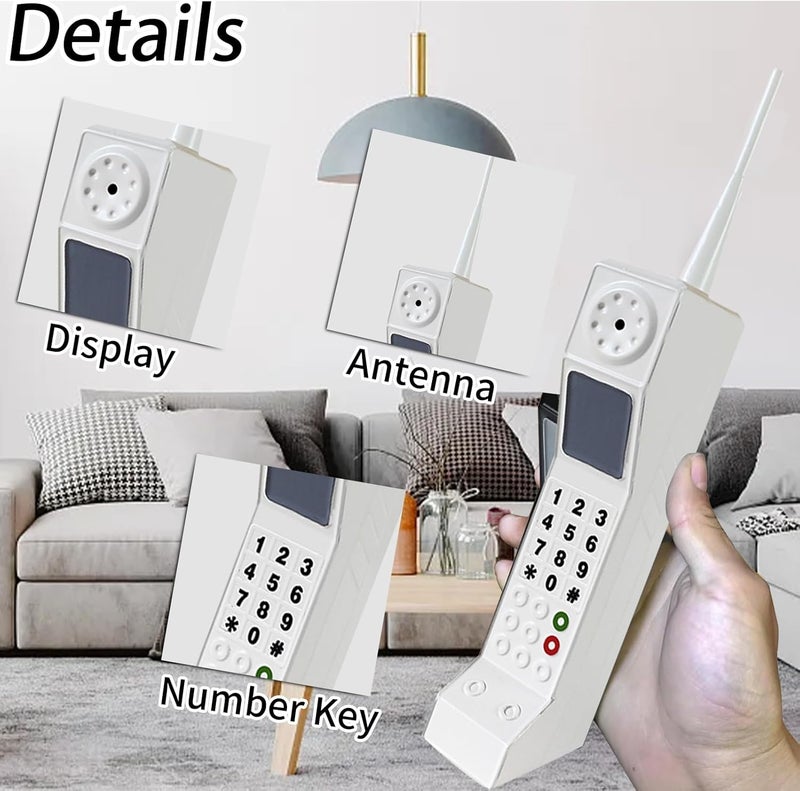 YIHAOSSING 90s Phone Prop,Vintage Phone Decor,Old School Cell Phone for 80s 90s Party Decorations, for Home Living Room Decor Desktop Decoration(White) - Image 5